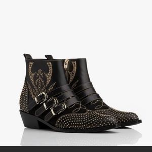 NWT ANINE BING, LEATHER EMBELLISHED ANKLE BOOTS
